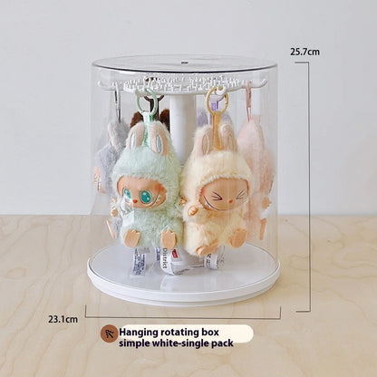 Labubu pendant display box, rotatable transparent Labubu doll, handmade blind box, storage display stand, decorative ornaments,
