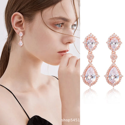 Fashion necklace accessories women's earring Jewelry sets bride's wedding zircon water drop girls earrings for women jewellery