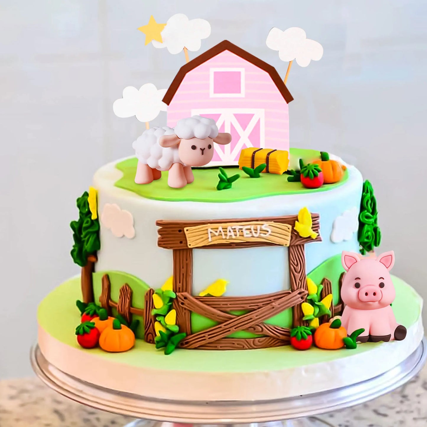 LaVenty Farm Birthday Decorations Farm Birthday Decorations Farm Birthday Decorations Cow Pig Chicken Cake Animal Toppers