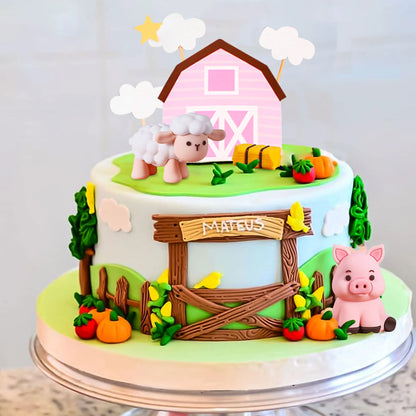 LaVenty Farm Birthday Decorations Farm Birthday Decorations Farm Birthday Decorations Cow Pig Chicken Cake Animal Toppers