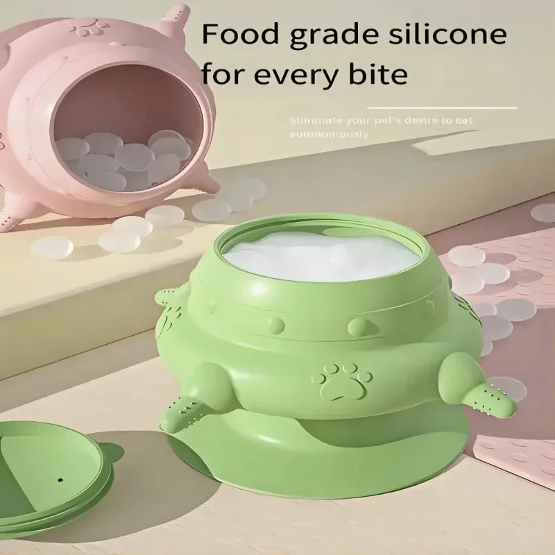 Kitten Puppy Nursing Silicone Milk Sucking Bowl Simulated Bottle Feeding Anti-Choking Anti-Spill Food-Grade Slow Feeder Bowl