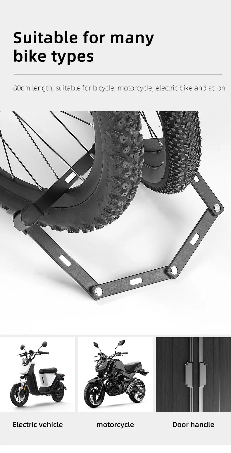 WEST BIKING Foldable Bicycle Lock Security Anti-theft Cycling Lock MTB Road Bicycle Accessories Scooter Electric Bike Chain Lock
