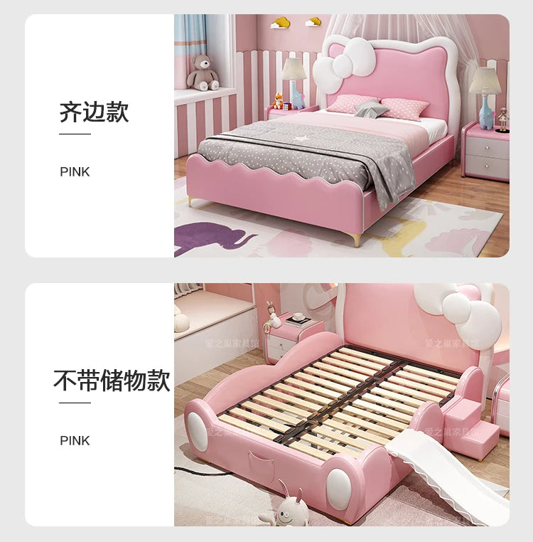 150X200cm Modern Childrens cartoon girl princ ess bed pink queen size bed frame full  double bed complete bedroom furniture