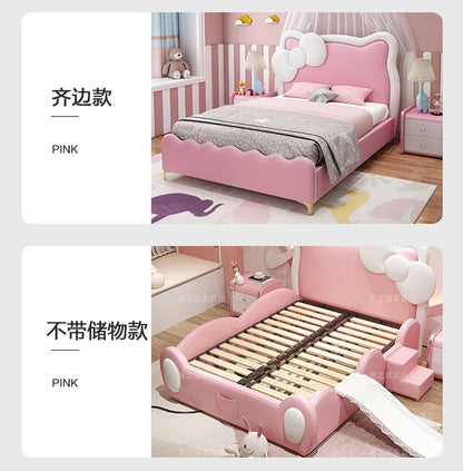 150X200cm Modern Childrens cartoon girl princ ess bed pink queen size bed frame full  double bed complete bedroom furniture