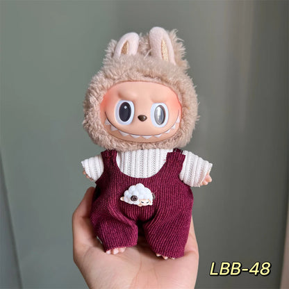 POP Labubu baby clothes 17cm plush vinyl labubu sit-down party first-generation and second-generation suit, clothes only