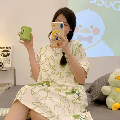 Maternity Clothings Nursing Dresses Breastfeeding Sleepwear Pattern Printing Cheerful and Lively Girl Feeling for Pregnant Women