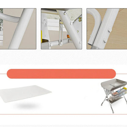 Portable Baby Changing Table for Nursery Height Adjustable Foldable Diaper Table with Swivel Wheels Drying Rack Large Storage