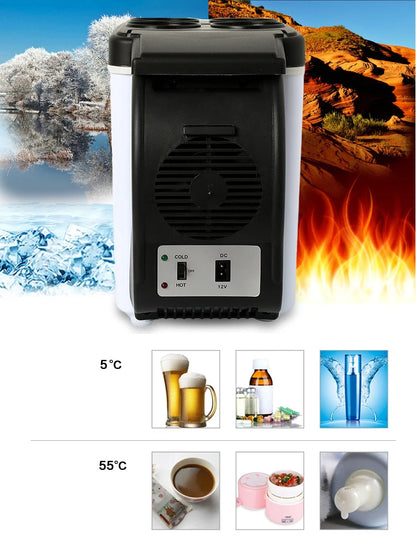 Portable 6L Car Refrigerator Mini Fridge Cold And Warm Box Mini Fresh-Keeping Incubator 12V High-Capacity Low Energy Consumption