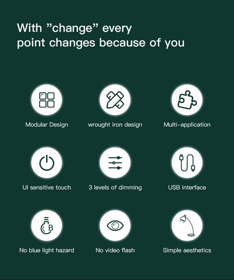 LED Table Lamp for Study Eye Protection USB Touch Dimming Reading Light Flashlight Bedroom Bedside Decor Photo Sunset Desk Lamps