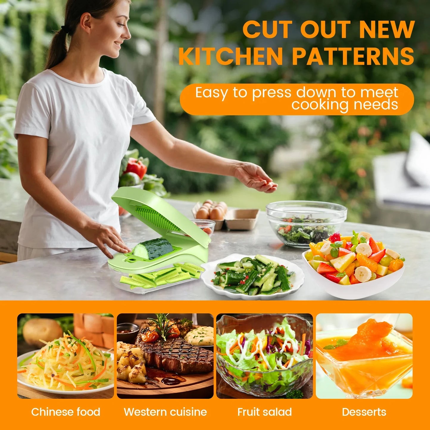 7/17 in 1 Multifunctional Vegetable Chopper - Food Grate Vegetable Slicer Food Dicer Cut Kitchen Items for Cooking & Meal Prep