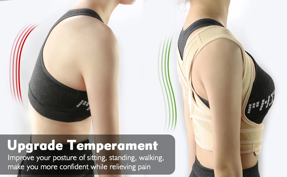Posture Corrector Adjustable Upper Back Brace Breathable Back Support Straightener for Neck Shoulder Clavicle Lumbar Pain Relief