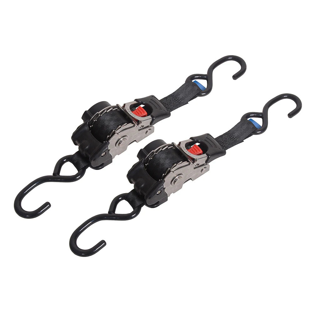 Single Hook / Double Hook Stainless Steel Auto Retractable Universal Easy To Carry Ratchet Tie Down Starp S-Hooks Trailer Towing