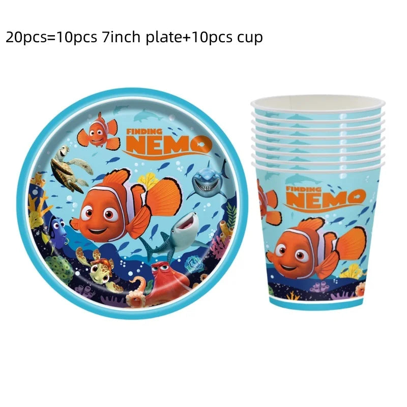 Finding Nemo Birthday Party Decoration Children Party Balloons Disposable Tableware Plates Napkins Cup Tablecloth Party Supplies