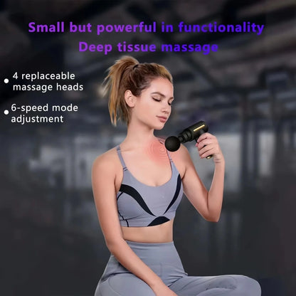 Portable Massage Gun,Muscle Relaxation Fascia Massager,6pcs Set Includes All Accessories,6 Adjustable Strength Levels,Ideal Gift