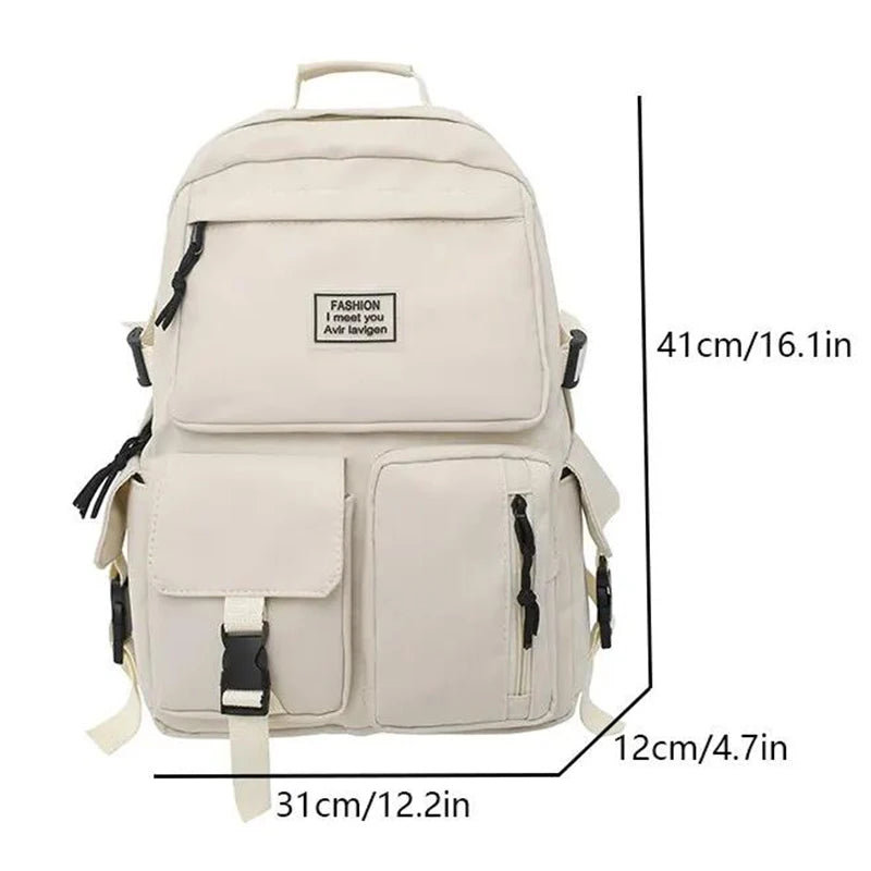 Backpack Large Capacity Light Simple Travel Bag Canvas Backpack Student School Bag Nylon Student Zipper Backpack