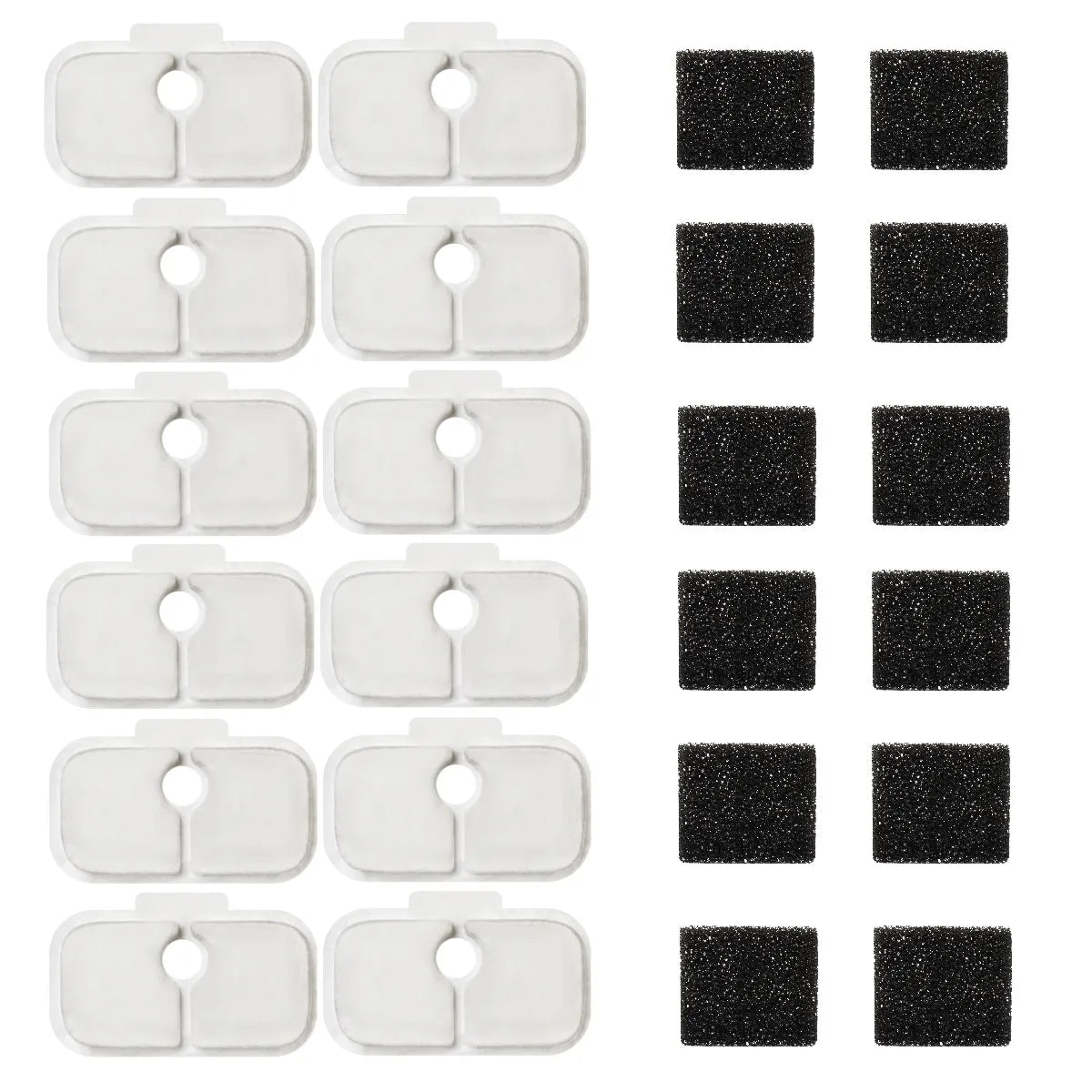 PLWF005 Cat Water Fountain Filters For Dockstream PLWF115 PLWF105, 12 Filters 12 Sponges, Pet Water Fountain Vertical Filtration