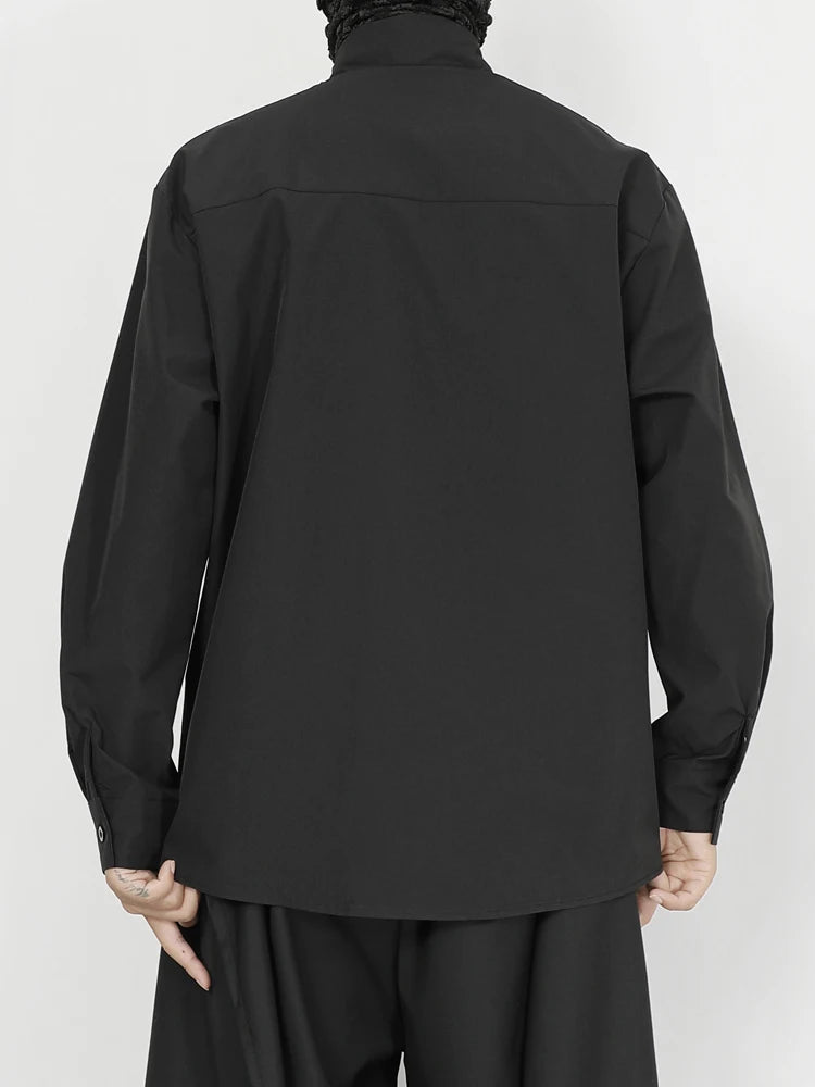 Men's shirt original 2023 new niche design feeling young men's fashion leisure loose black long sleeve shirt in the autumn