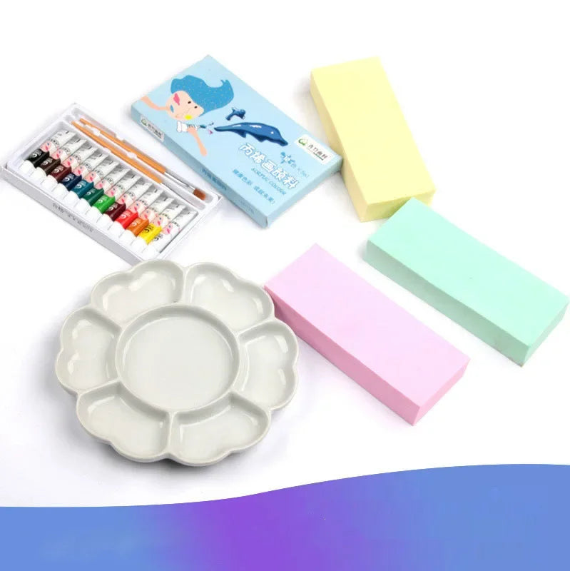 3 pcs Art supplies gouache watercolor sponge absorbent sponge brush Strong water absorption pigment sponge Mixed color send