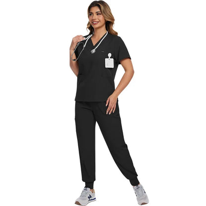 Surgical Scrubs Unisex - Quick-Dry Dental Clinic & ER Workwear Split Set W/Short Sleeve & Anti-Microbial 6 Pockets