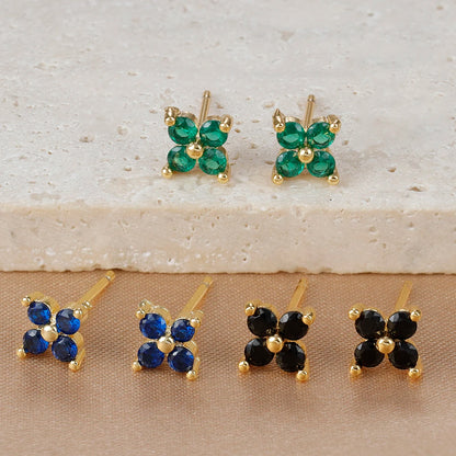 Stainless Steel Dainty Flower Stud Earring for Women Piercing Cartilage Ear Ring Colorful Zircon Women's Aesthetic Jewelry Gift
