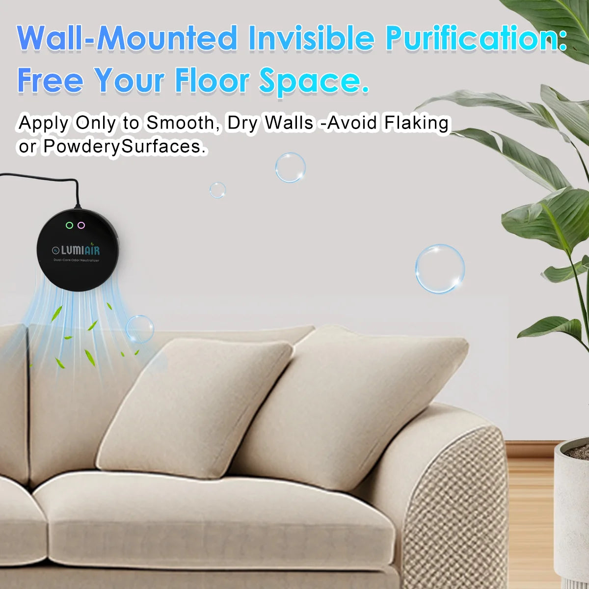 Smart Air Purifier/Deodorizer-USB-Powered Air Cleaner with Dual-core chip, Low Noise Operation for Smalller Spaces