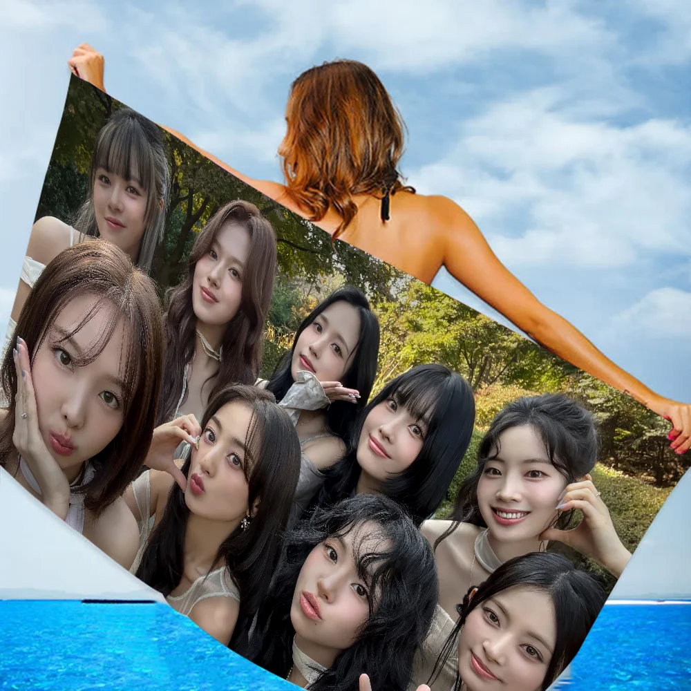 Kpop-T-Twices Beach Towel Cartoon Cute Summer Kids Large Bath Pool Beach Towel Microfiber Absorbent for Swimming Travel