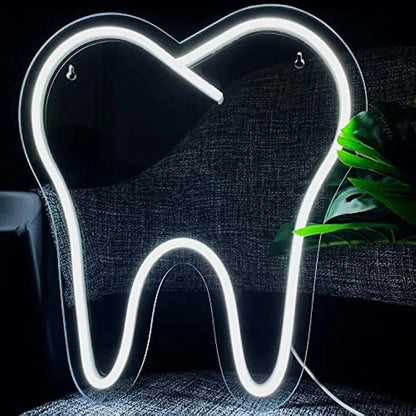 Tooth Neon Sign Teeth Sign LED Neon Light Sign Dental Office Decor Wall Hangings Large Led Neon Lights Dentistry Wall Decoration