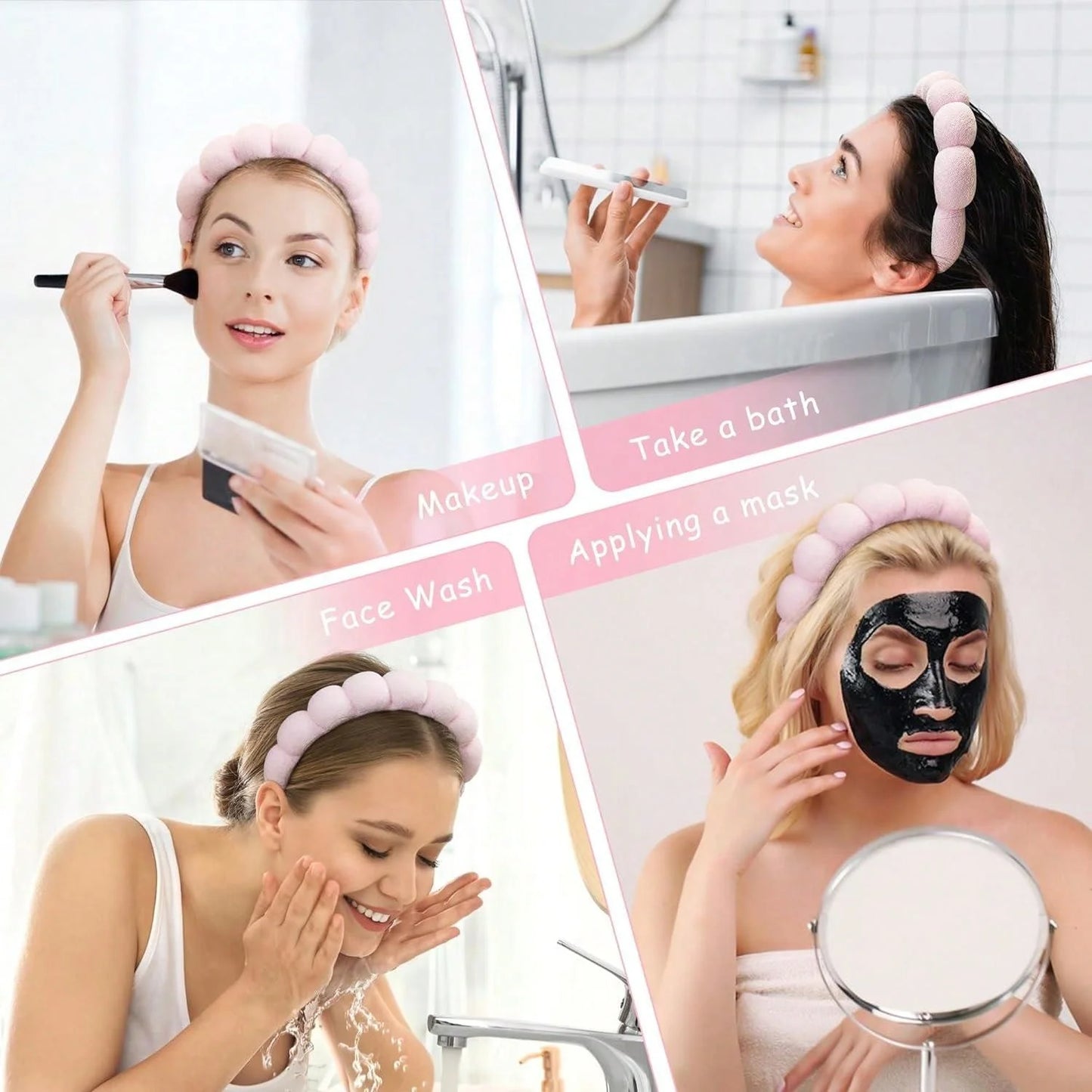 6 Pcs Hair Strapheadband and Wristband Set Skincare,  Spa Headband and Wristband Set, Women's Washing And Skincare Anti Damping