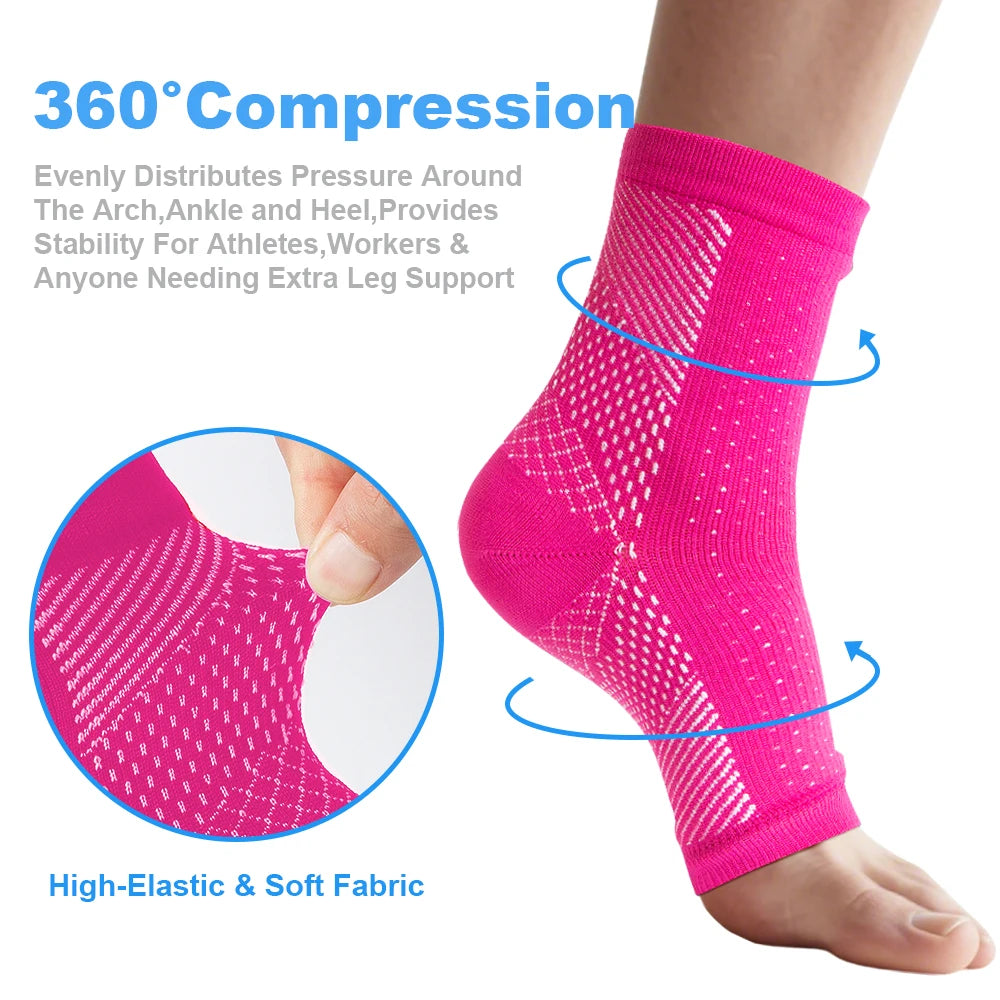 1Pair Neuropathy Socks - Compression Diabetic Toeless Foot Sleeves for Ankle Gout, Plantar Fasciitis Relief Brace for Men Women