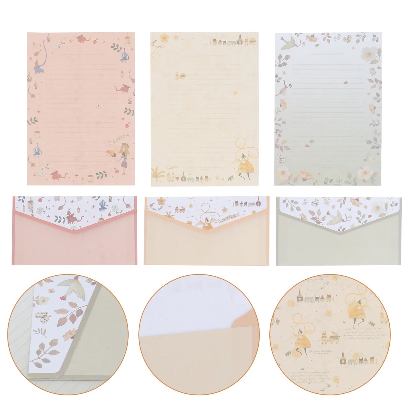 5Pcs Premium Floral Letter Paper Envelopes Set Elegant Stationery Writing Paper For Invitations Calligraphy Printing Products