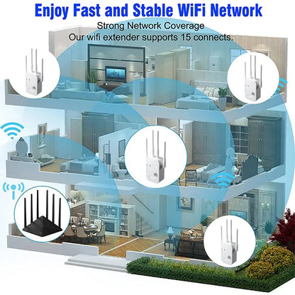 WiFi Repeater Wireless Extender 1200Mbps WiFi Booster 5G 2.4G Dual-band Network Amplifier Long Range Signal WiFi Router Home