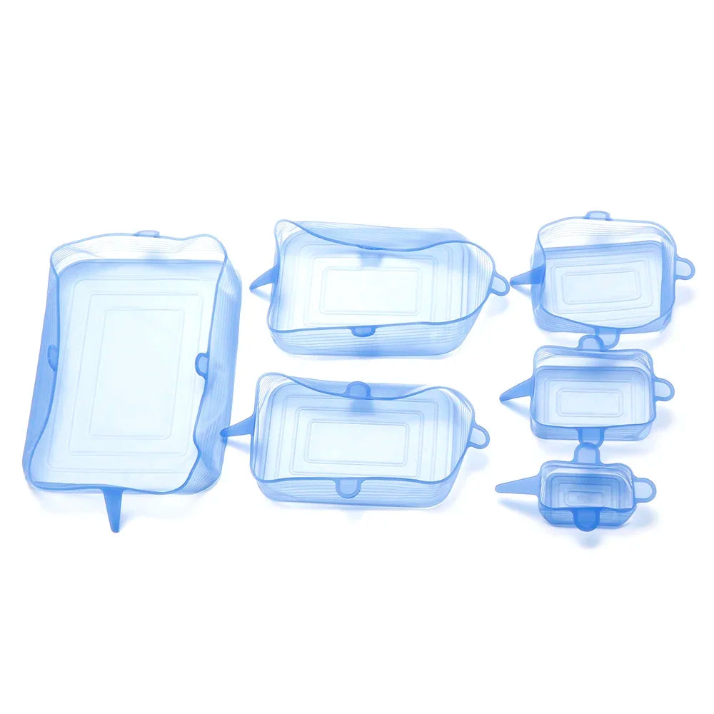 6Pcs Food Grade Silicone Stretch Lids Kitchen Tools Accessories Reusable Food Wrap Sealed Cover Keep Fresh Stretchy Bowl Cover