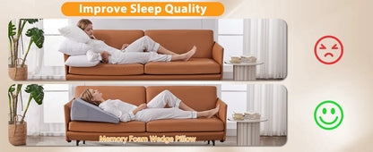 1pc Ultimate Memory Foam Wedge Pillow - Enhanced Sleep Support for Surgery Recovery, Ideal Leg Elevation & Acid Reflux Relief, T