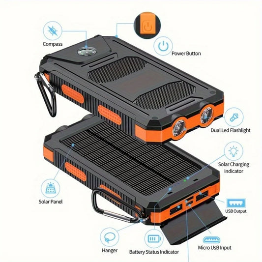 20000mAh Portable Solar Power Bank, Portable Solar Mobile Phone Charger, Camping External Battery Charger for Mobile Phones