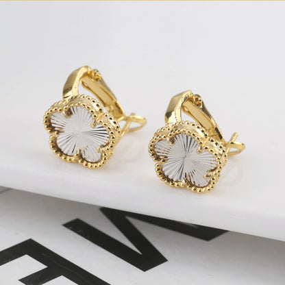 Irregular New Double Sided Natural Stone Shell Plant Five Leaf Flower Jewelry Set Necklace Earrings Women's High Quality Clover