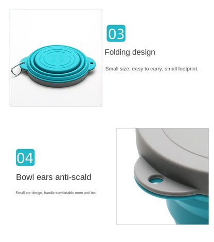 Travel Portable Silicone Folding Bowl Children's Travel Outdoor Tableware with Lid Foldable Noodle Bowl