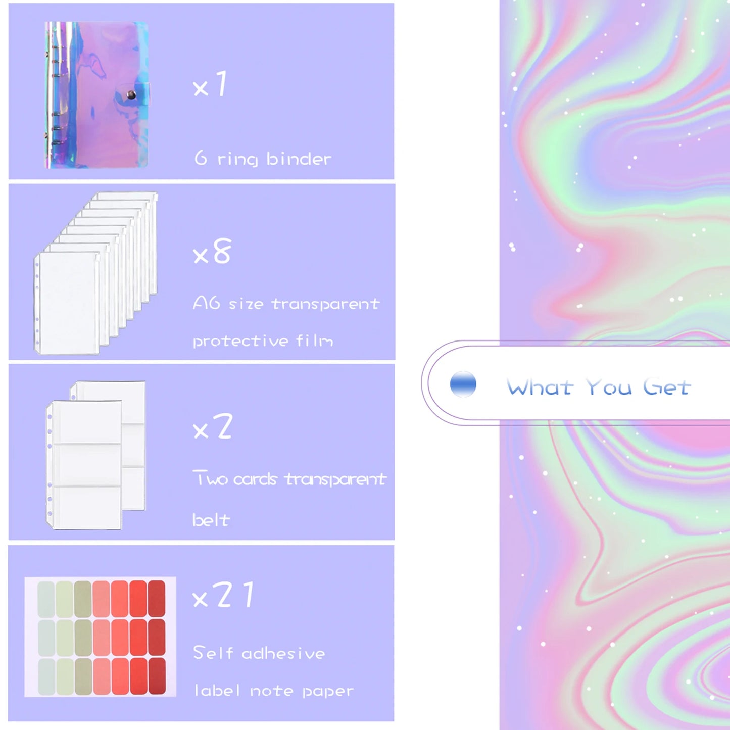 A6 Budget Binder Cover With 10Pcs Transparent Cash Envelopes Waterproof PVC Zippered Cash Bags For Budget