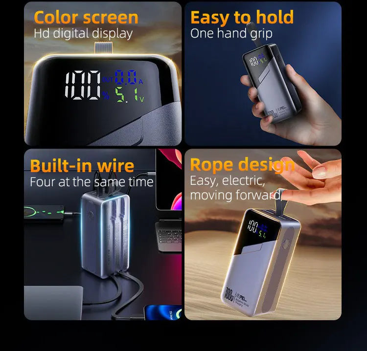 PD100W GaN Power Bank 20000mah/30000mah Build in Line High Definition LED Screen UFCS Phone Laptop Phone Portable Fast Charging