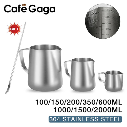 Coffee Milk Frothing Jug Stainless Steel Milk Frothing Pitcher Latte Art Measurement Jug With Art Pen Barista Accessories