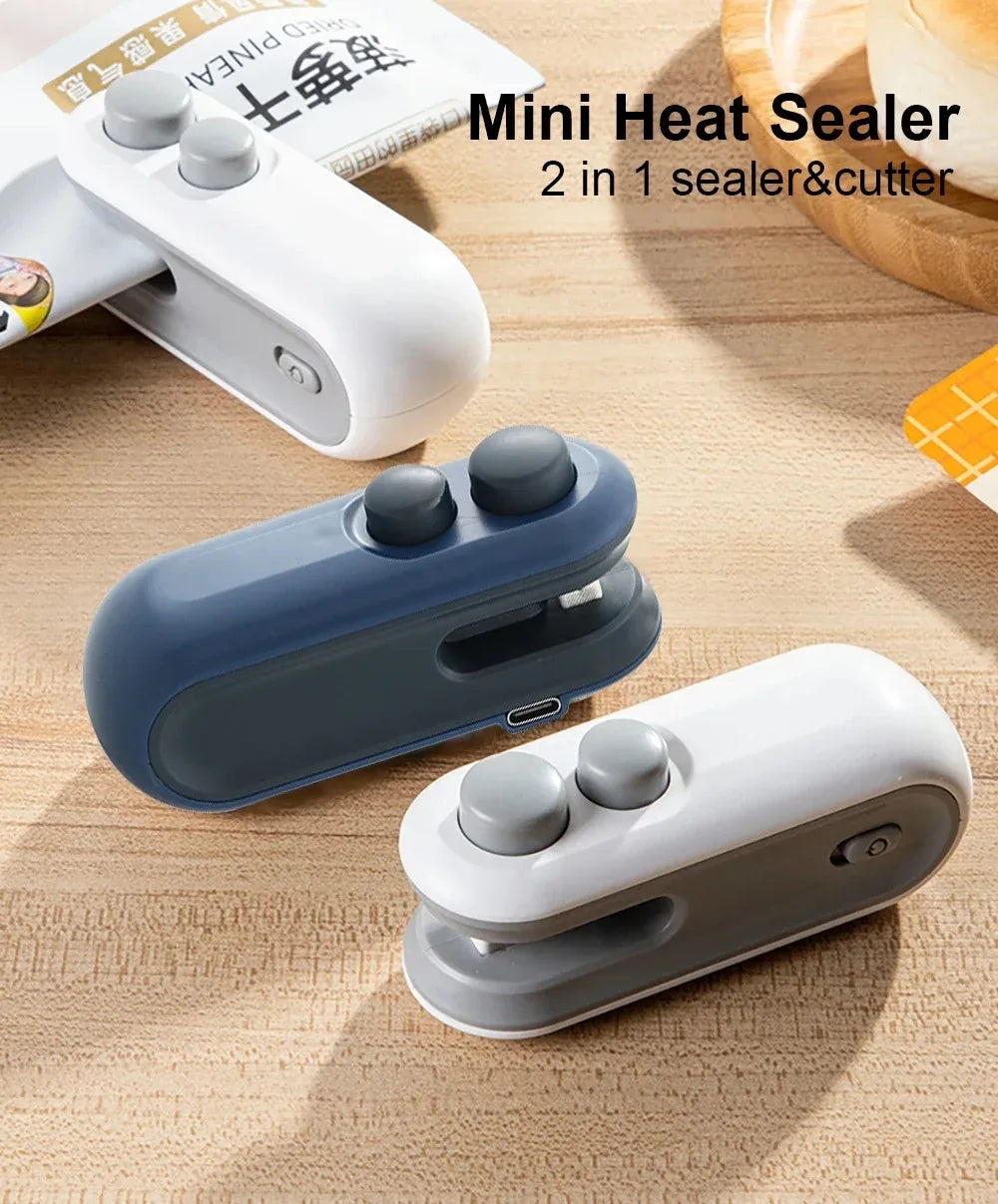 Mini Sealer Portable Mini Sealer 2 in 1 Heat Sealer For Snacks  Home use rechargeable sealer Vacuum Sealer Snacks plastic bag