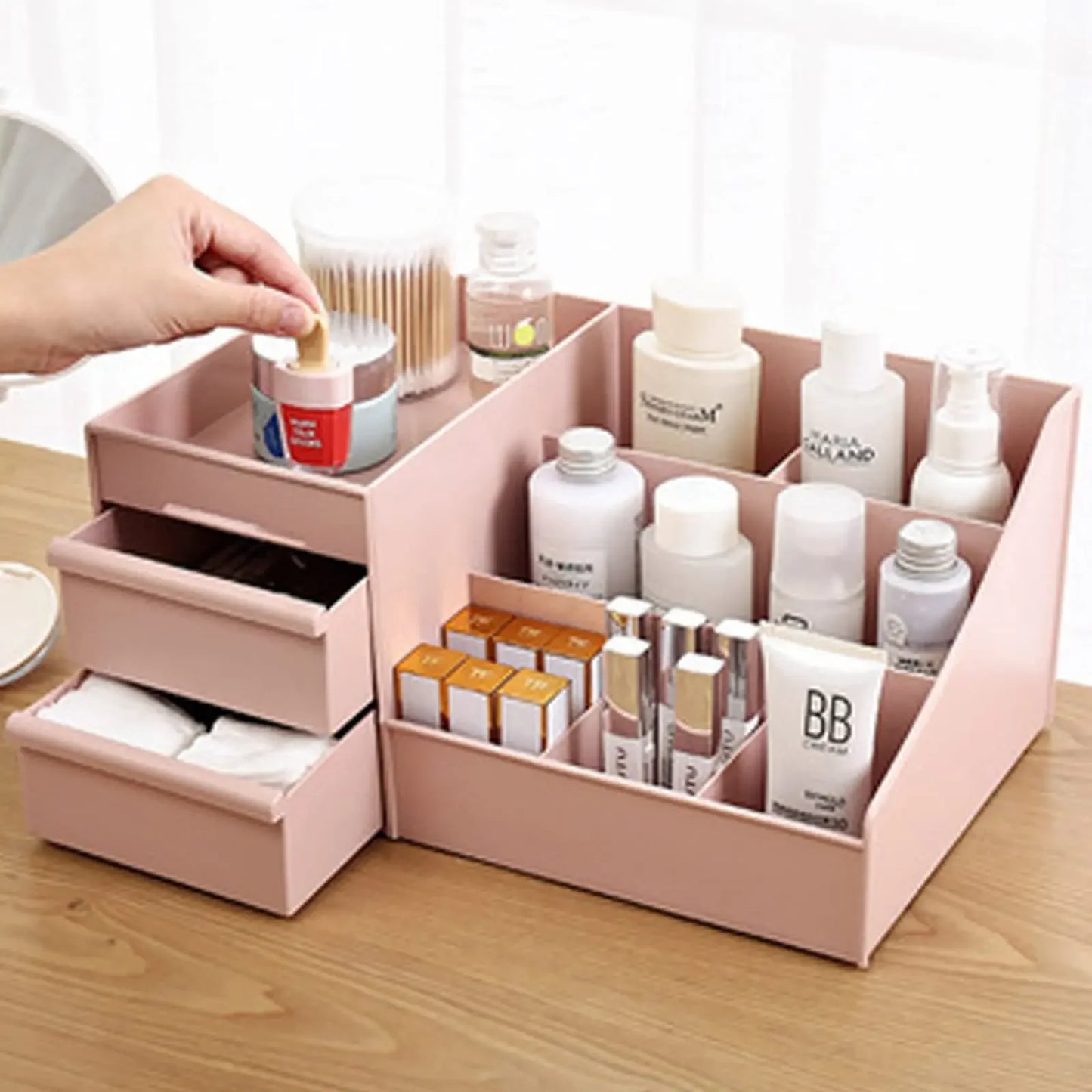 Makeup Organizer With Drawers Desktop Storage Box for Cosmetics Lipstick Brushes Lotions Eyeshadow