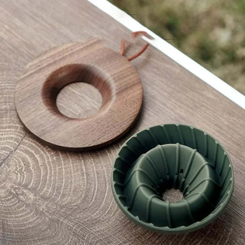 1-2 People Hand Brewing Coffee Coffee Filter Cup Outdoor Hand Brewing Filter Cup Set Silicone Foldable Filter Cup with Base
