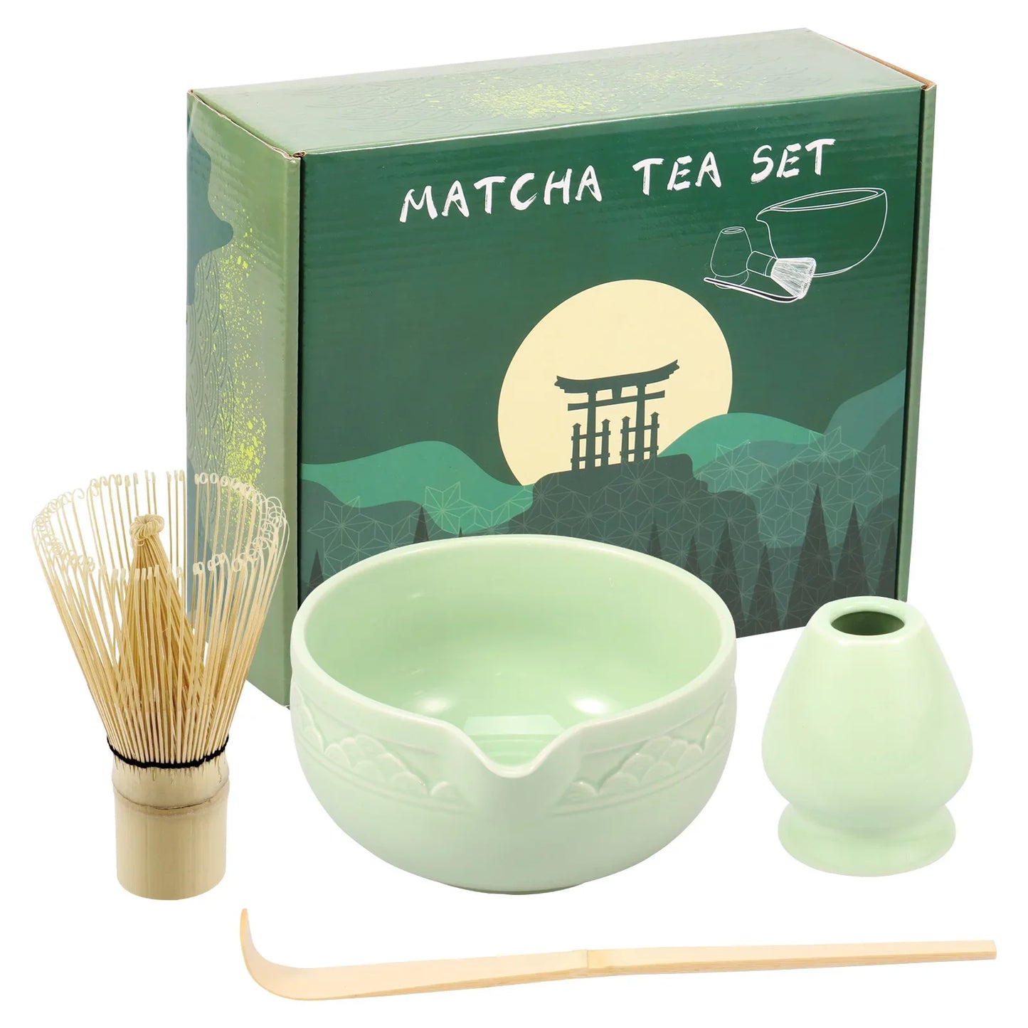 5Pcs Matcha Set Elegant Matcha Tea Set Includes Matcha Bowl Matcha Whisk Holder Bamboo Matcha Whisk and Scoop for Tea Lovers