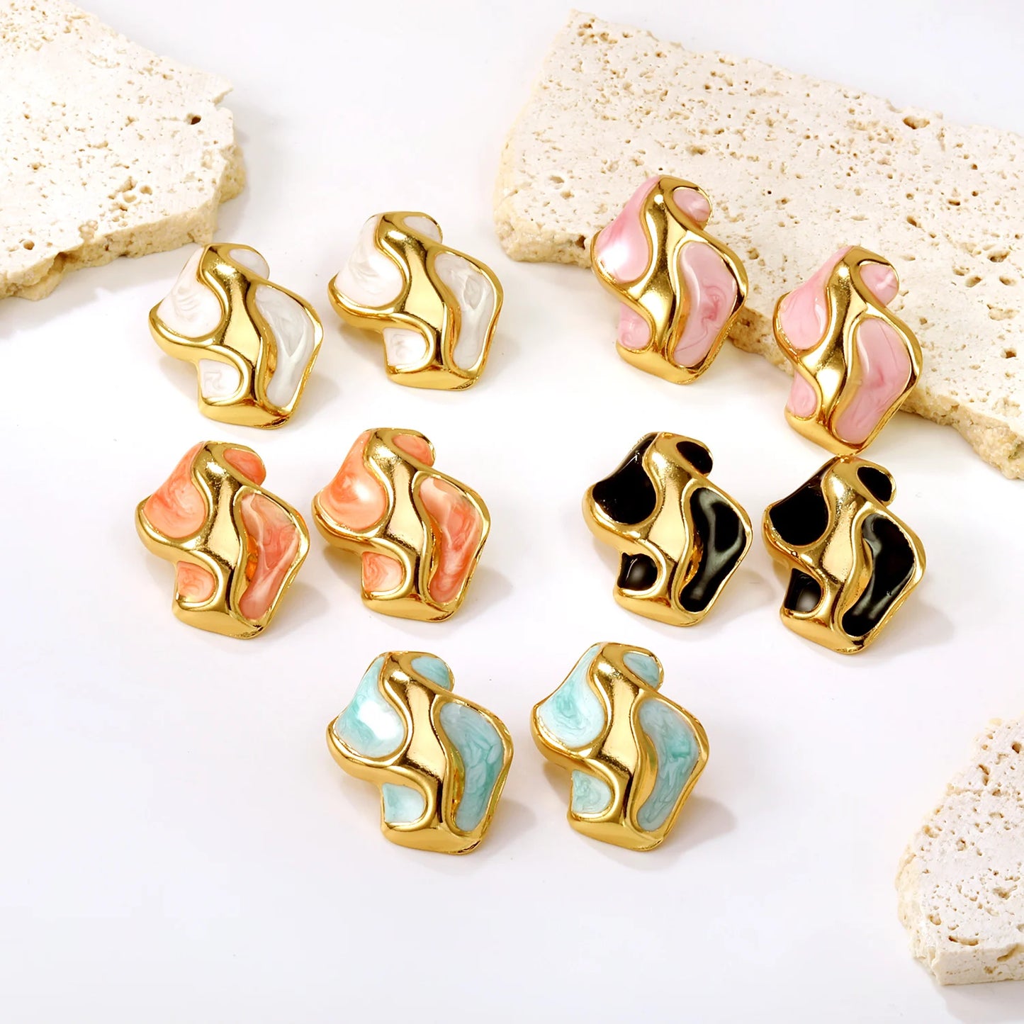 LUXUSTEEL Irregular Vitality Earrings Butterfly Women Stud Earrings Round Stainless Steel Female Ear ring Elegant Jewelry Gift