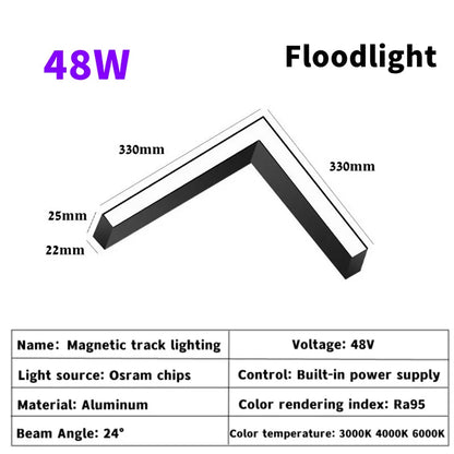 Magnetic Track Light Grille Flood Lamp Modern Embedded Flexible Linear Fixture LED Spotlight DC48V Ceiling Indoor Living