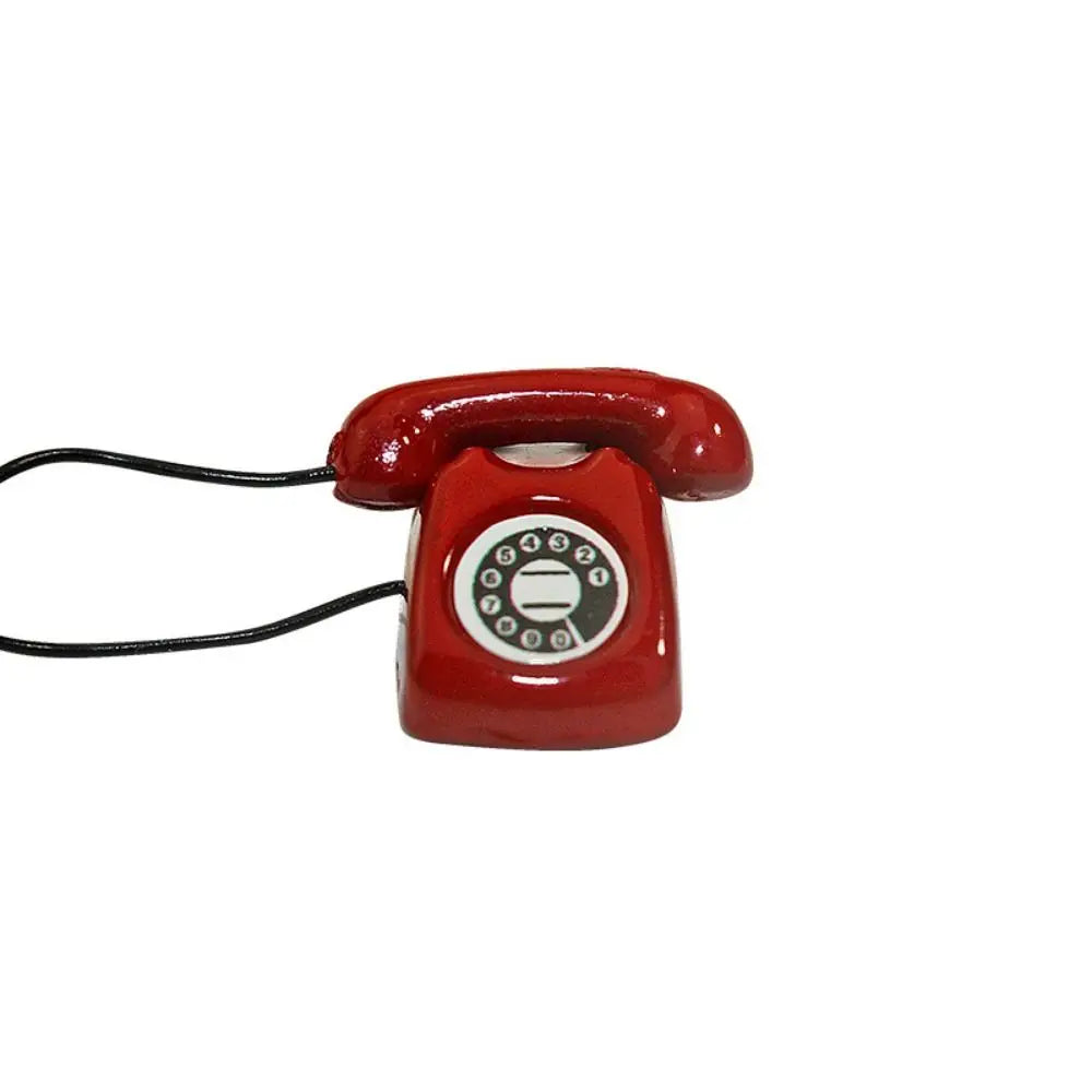 1:12 Doll House Miniature Simulated Telephone Vintage Dollhouse Furniture Dollhouse Miniature Phone Model Rotary Mini Phone