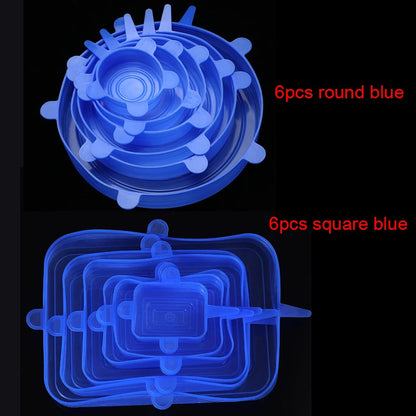 6/12Pcs/Lot Silicone Stretch Lids Universal Taper Pot Bowl Food Wrap Sealed Cover for Kitchen Cookware
