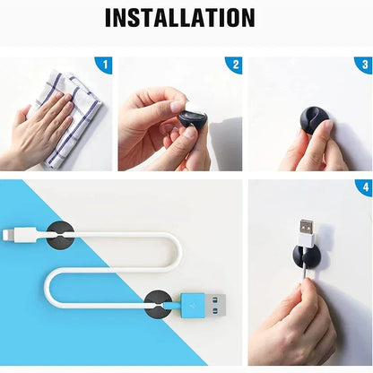 100-1PCS Desktop Wall Cable Clips Wire Management Self-Adhesive Cord Organizers Holder Clamp for USB Network Headphone Cables
