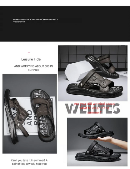 Sandals men  wear outdoors in summer  sports leisure work driving  Anti slip  wear-resistant  trendy beach shoes outdoor wear