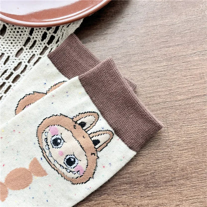 Labubu Mid Length Socks for Children Versatile Couples Trendy College Style Anime and Cartoon Department Labubu Cloth Long Socks
